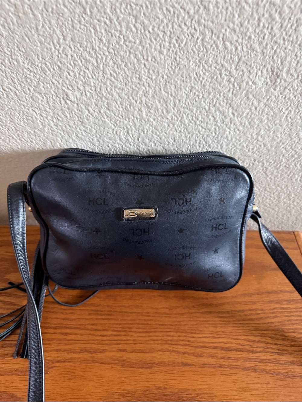 HCL Vintage black monogram camera style crossbody bag